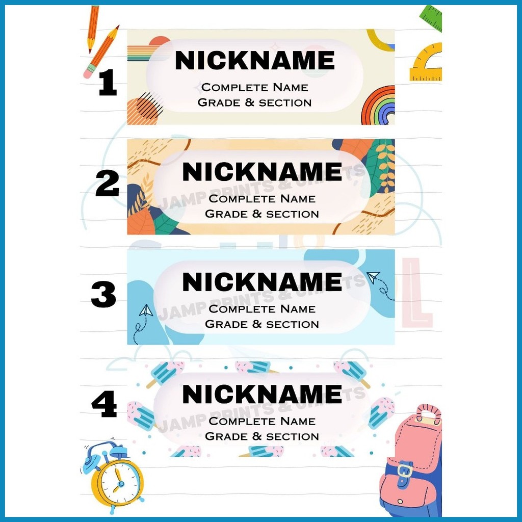 PVC LAMINATED CUSTOMIZED NAME PLATE/NAME TAG FOR KIDS | Shopee Philippines