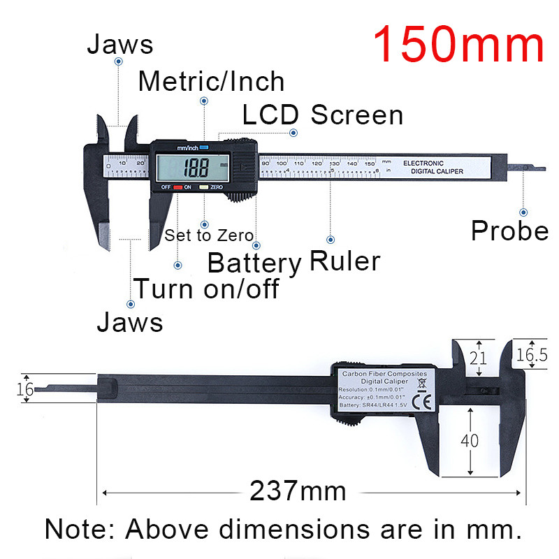 100mm 150mm Electronic Digital Vernier Caliper High Accuracy Gauge ...