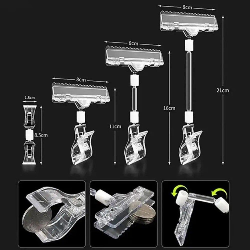 Transparent Plastic Advertising Clips Rotatable Holders Sign Display ...