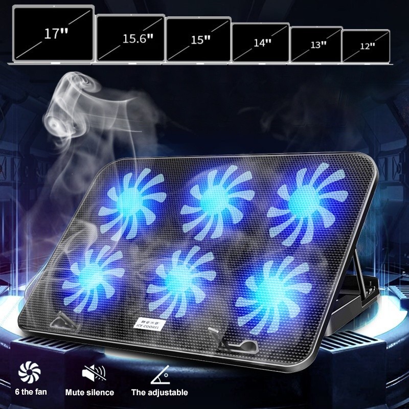 2 / 6 Fan Laptop Stand With Cooling Fan Universal Adjustable with Led ...