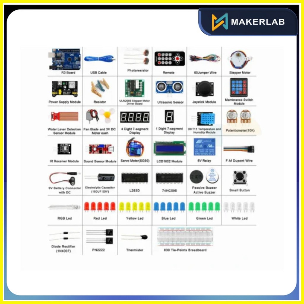 ⭐ Makerlab Super Starter Kit for Uno R3 with PDF Projects and Code ...