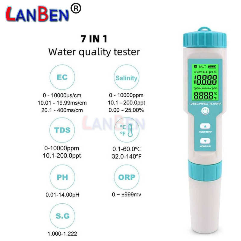 In Meter Saity Tds Ec Orp S G Temp Water Quality Swimming Pool Monitor Aquarium Swimmg