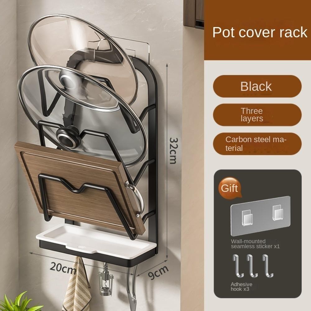Non Perforated Kitchen Pot Lid Rack Pot Storage Rack Cutting Board Wall ...
