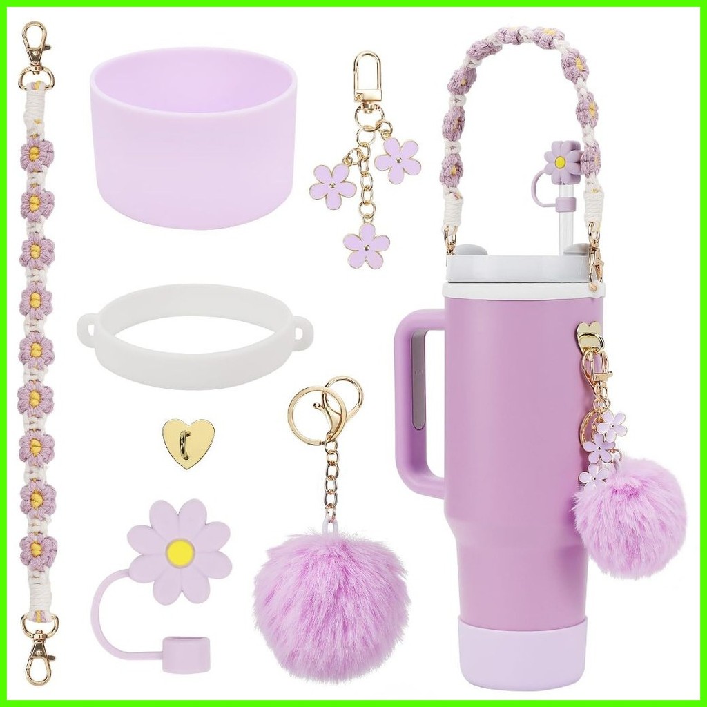Stanley Cup Accessories Kit - Boho Strap, Silicone Boot, Straw Cover, Charms For 40oz Tumbler