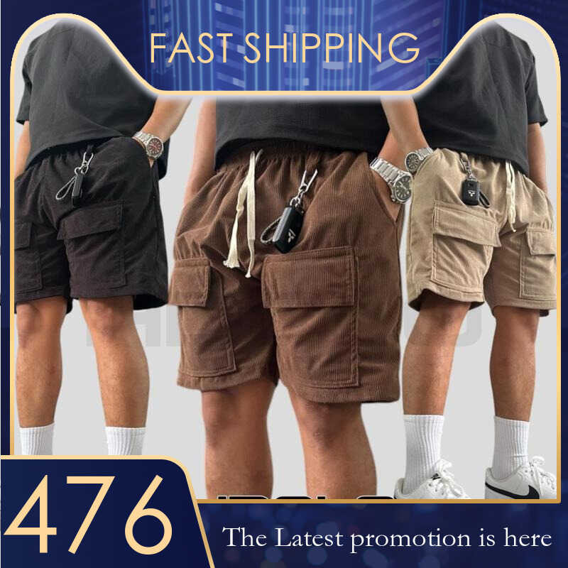 Front Pocket Corduroy Cargo Shorts 4Pockets W/ Key Loop Unisex Regular ...