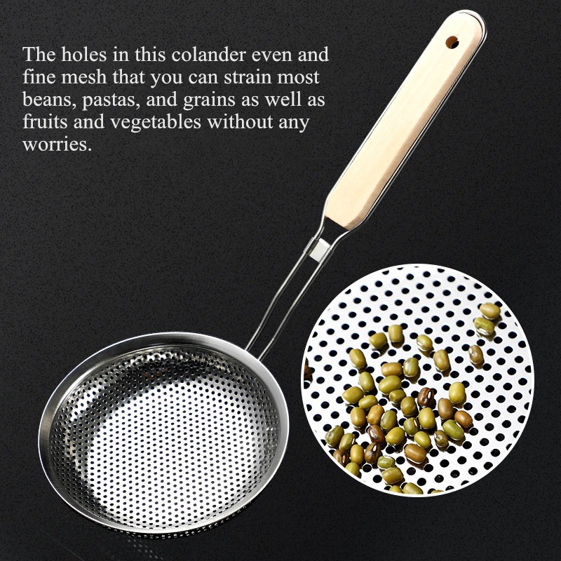 Zerodis Colino Schiumarola In Acciaio Inox 304 - Rete Fine Per Frittura, Pasta E Cibi - Manico Lungo Antiscivolo - 2