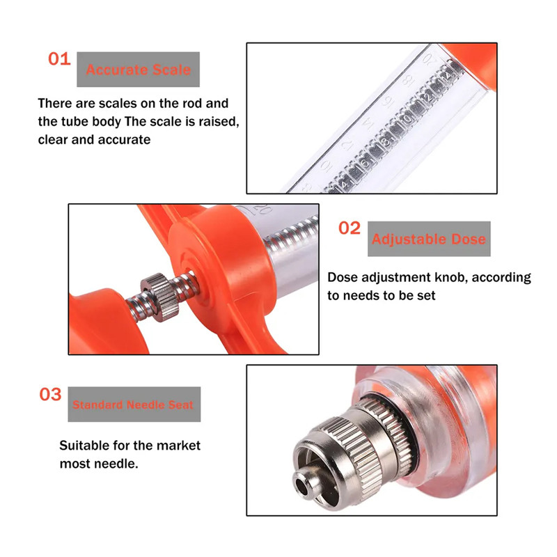 10/30ml TPX Veterinary Fiber Glass Syringe Poultry Vaccine Injection ...