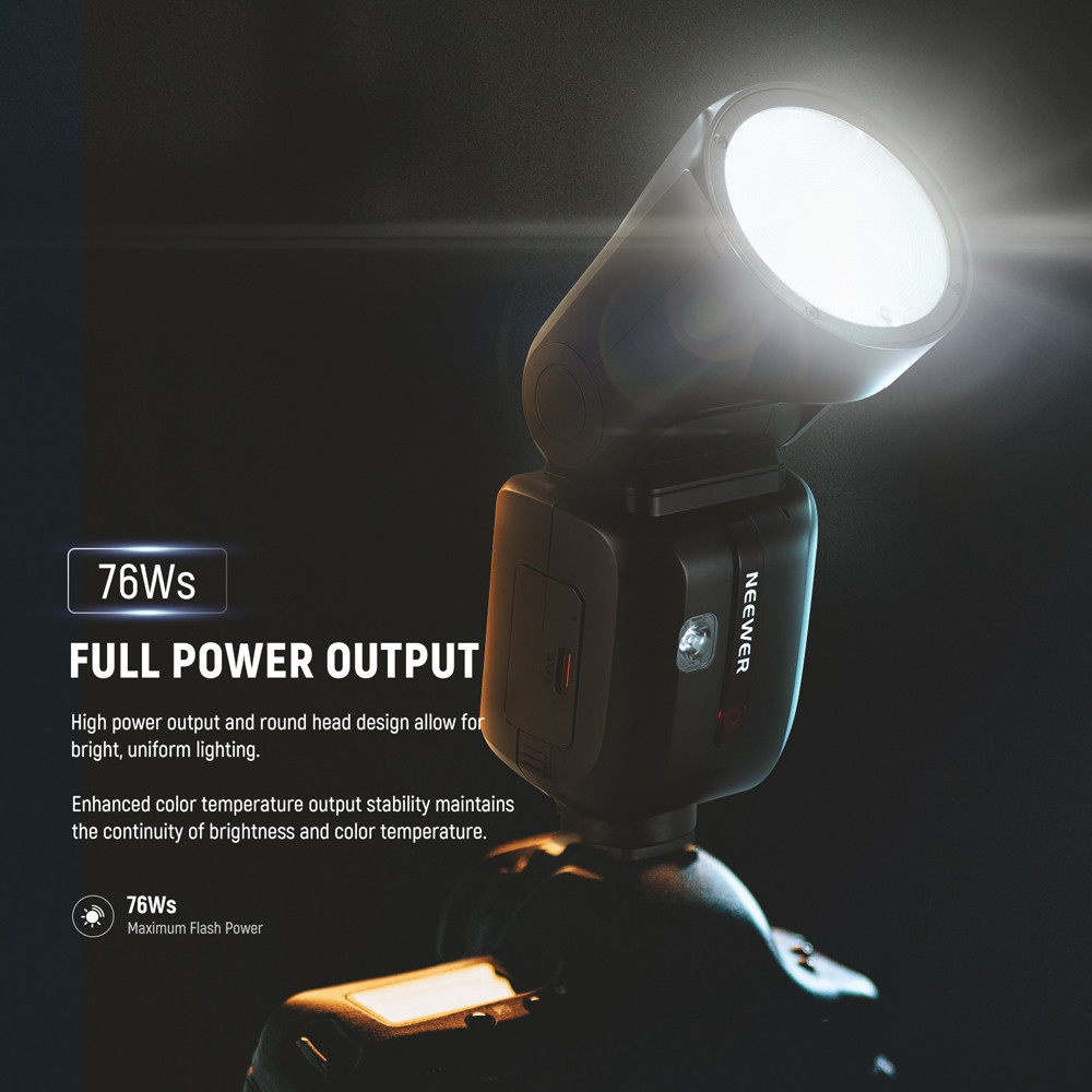NEEWER Z2II-C Flash Speedlite TTL Per Canon | 76Ws, HSS 1/8000s, Batteria 3000mAh, 600 Scatti, Compatibile Godox 2.4G
