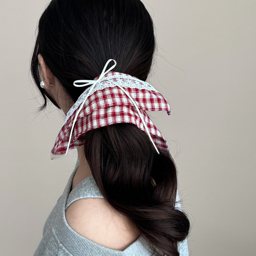 Ribbons Bows Scarves Hair Ties Vintage Lace Plaid Square Hair Rings ...