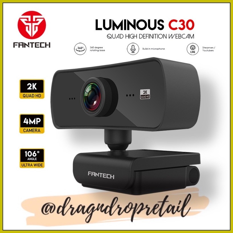 ๑ ∆ ♟ FANTECH C30 LUMINOUS 1440P HD WebCam Quad High Definition WebCam ...