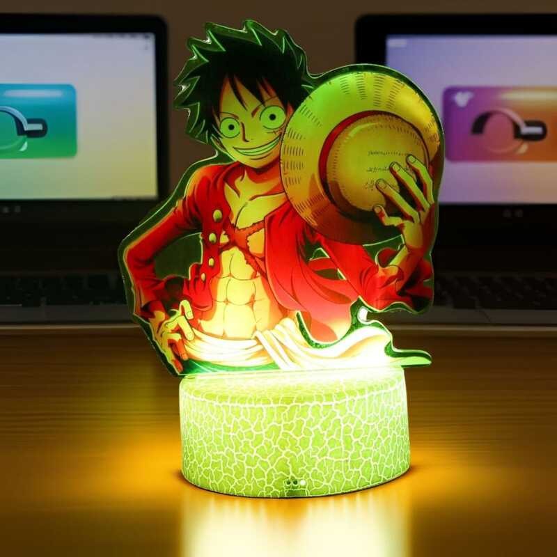 Figures Anime New 3D Lamp 16cm One Piece Luffy Roronoa Smart Touch LED ...