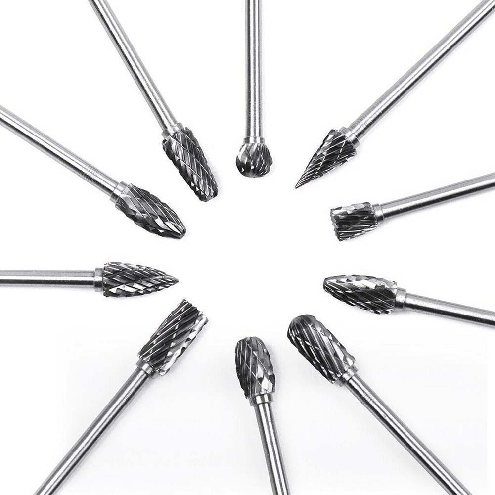 Carbide Burr Set – 3x6mm Double Cut Rotary File For Metal, Wood, Jewelry, With 3mm Shank (I Shape)