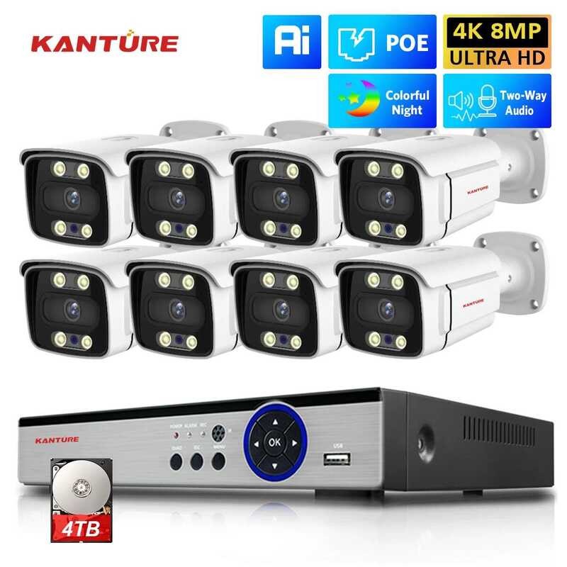 KANTURE 8CH 4K CCTV POE NVR 8MP Ai Human Detect Two Way Audio Color ...