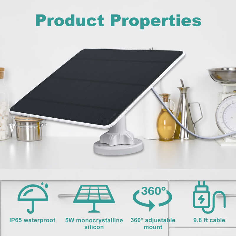 20W 5V Monocrystalline Solar Panel With 9.8ft Cable