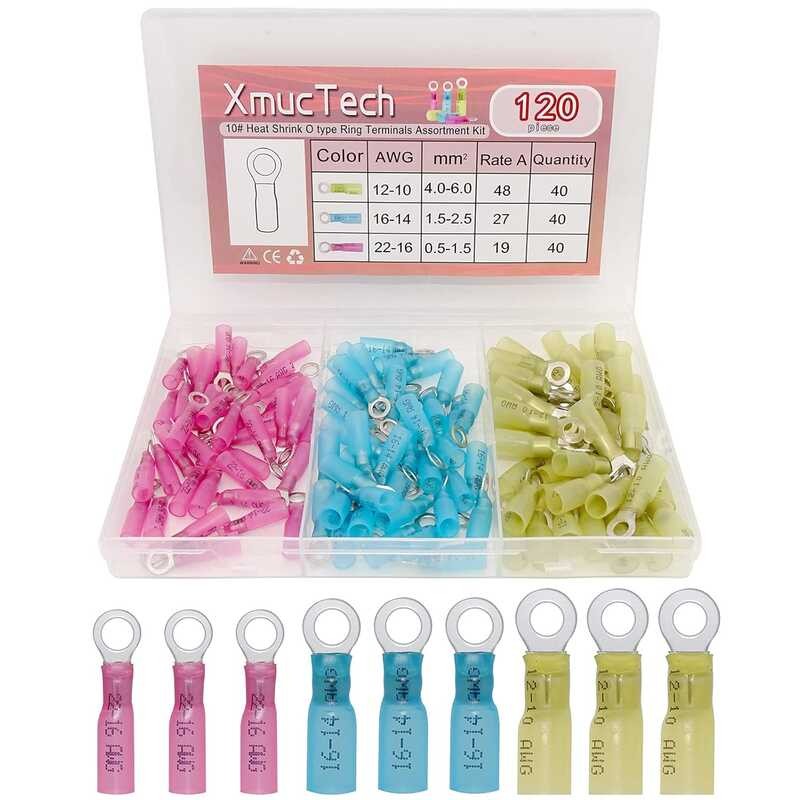 WeqeYent Kit De 150 Connecteurs Thermorétractables - Pour Câbles 22-10 AWG - Étanches, Isolés, Avec Boîte De Rangement