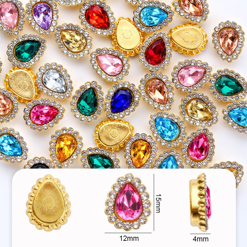 50/100pcs Rhinestone Flat Back Beads Button Sewn Rhinestone For Clothes ...