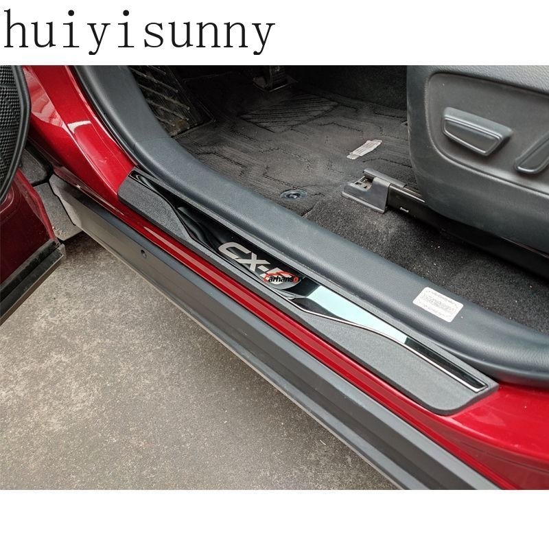 GZBFTDH Car Door Sill Protectors For Mazda 3/6/CX-30/CX-5 - Stainless Steel Kick Plates & Scuff Guards (4-Piece Set)