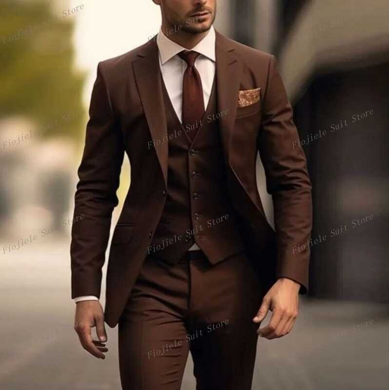 27 New Style Brown Business Suit Groom Groomsman Prom Wedding Party ...