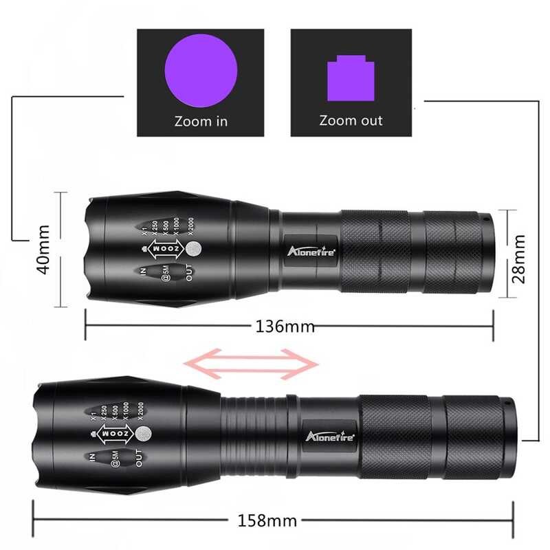 LED Zoom Flashlight 365Nm 395Nm Invisible Ink Marker Cat Dog Urine ...