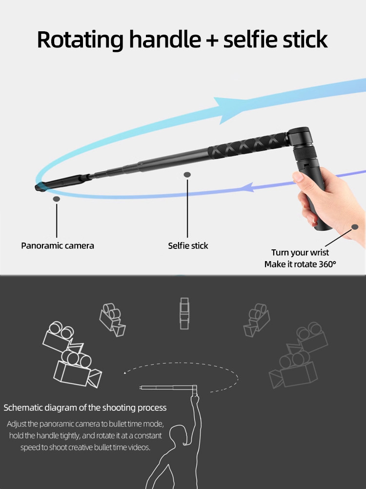 For Insta360 X5 Invisible Selfie Stick Bullet Time Rotating Handheld ...