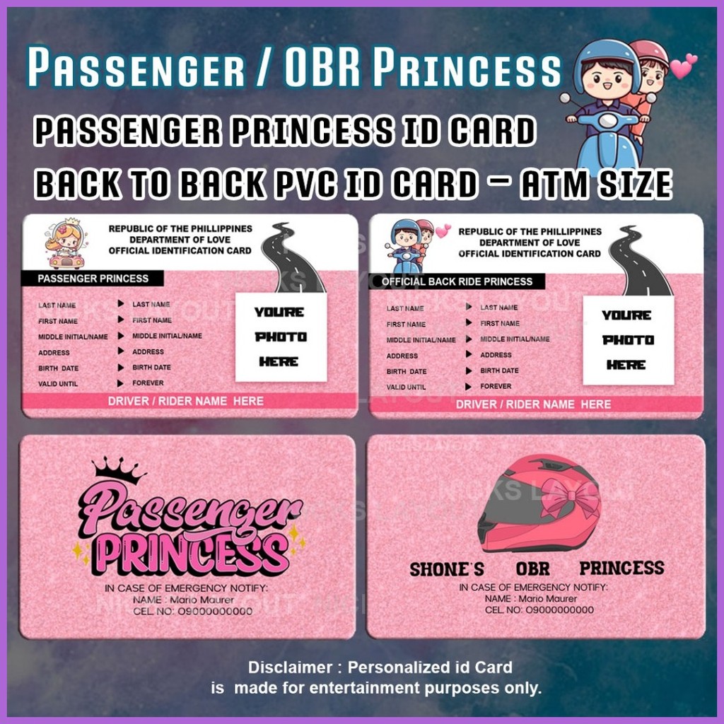 PASSENGER PRINCESS | OBR PRINCESS PVC ID CARD | BACK TO BACK ID CARD ...