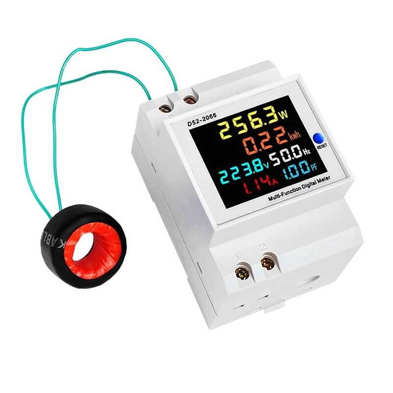 Phase Single Energy Din Rail Electricity Usage Monitor AC 40-300V 100A ...