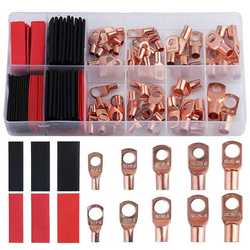150pcs gold copper tube terminal SC wiring terminal 74PCS+76PCS heat ...