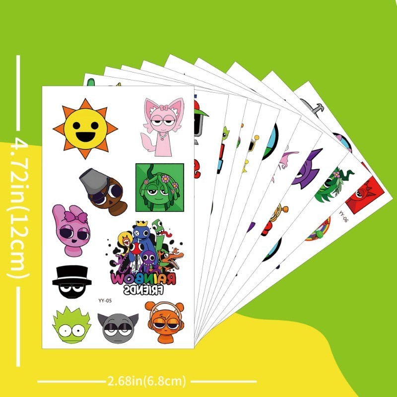 10 Sheets/pack Incredibox Sprunki Music Game Theme Children's Cartoon ...