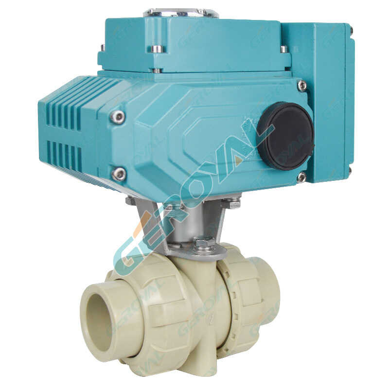 Geroyal Electric Plastic Ball Valve Corrosion Resistant Electric Ball