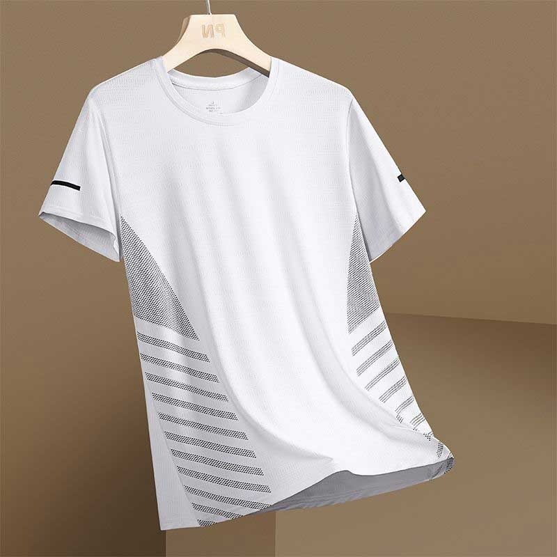 Ice Silk Men's Quick Dry Shirt Fashion Quick-Dry Solid Color Training ...