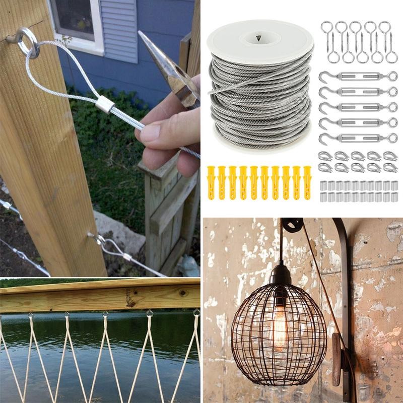 PVC coated cable railing wire fence roll kit Heavy 304 stainless steel ...