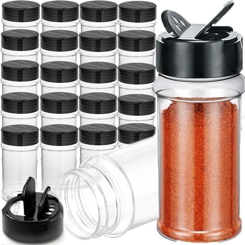 Multi-size Double Flip Plastic Seasoning Jars / Transparent Salt Pepper ...