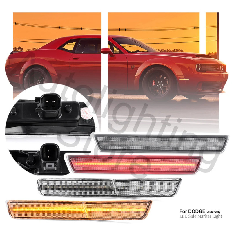 4X Clear LED Front and Rear Side Marker Light For 2018-Dodge ...