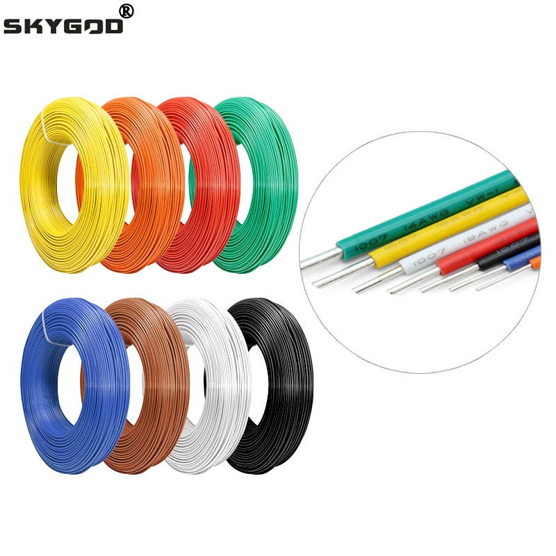 5/10/20M 3 15 Ul1007 Copper Wire Single Core E 26 24 22 20 18 16 14 AWG ...