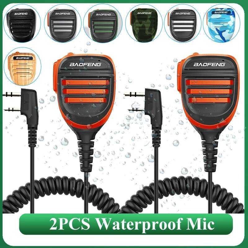 PCS Baofeng Walkie Talkie Speaker Mic Waterproof PTT Microphone For UV ...