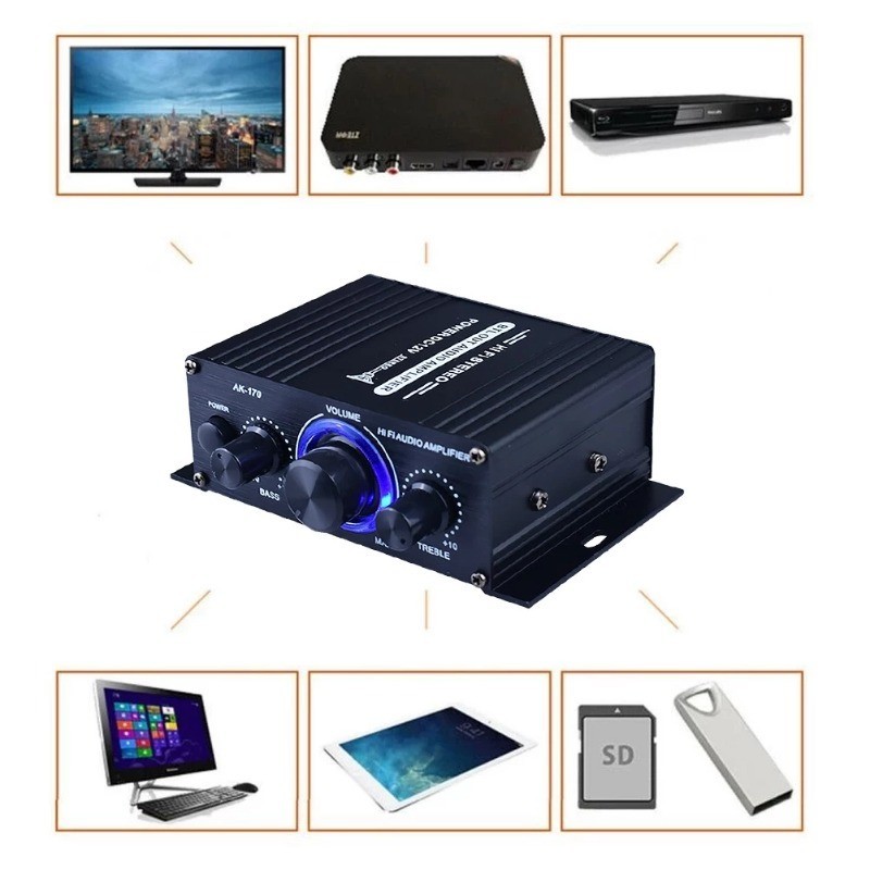 400w 12V Mini Audio Amplifier Home Amplifie free Auto Stereo Audio Car ...