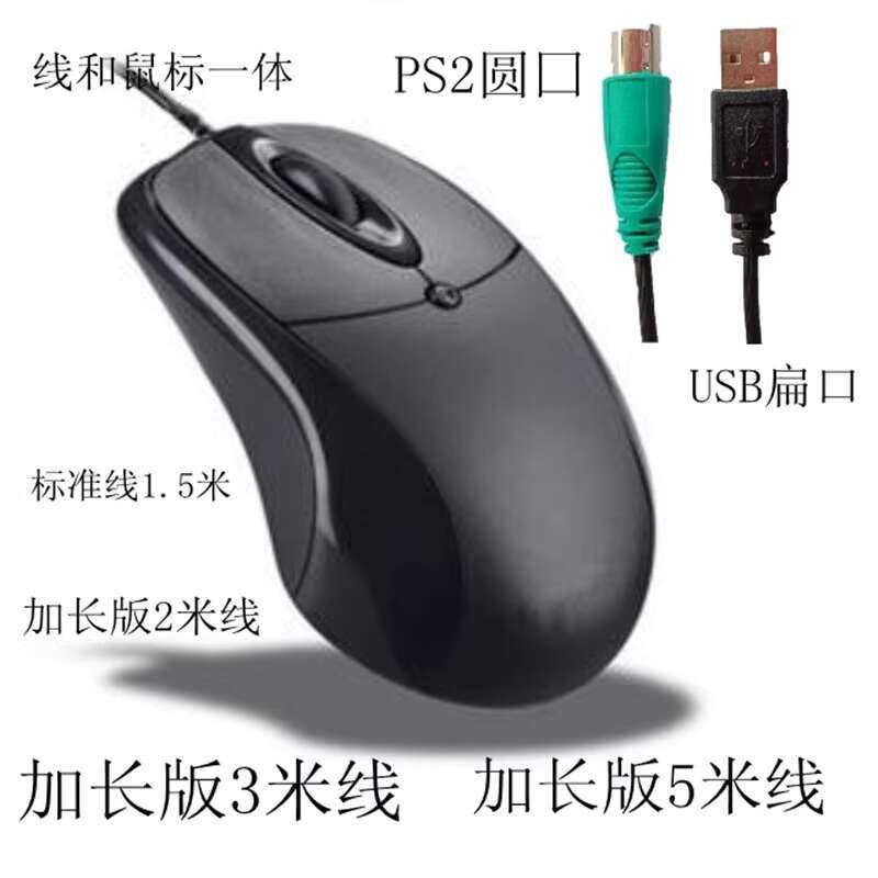 Wired hole, head, round mouth PS 2 optical mouse, USB desktop computer ...