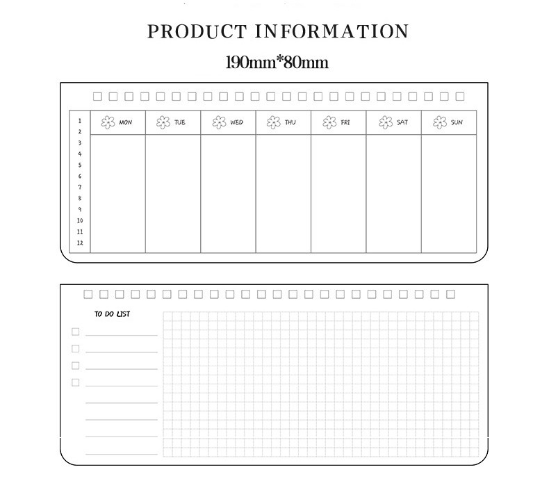 50 Sheets Portable Weekly Planner Notepad Spiral Flip Notebook with To ...