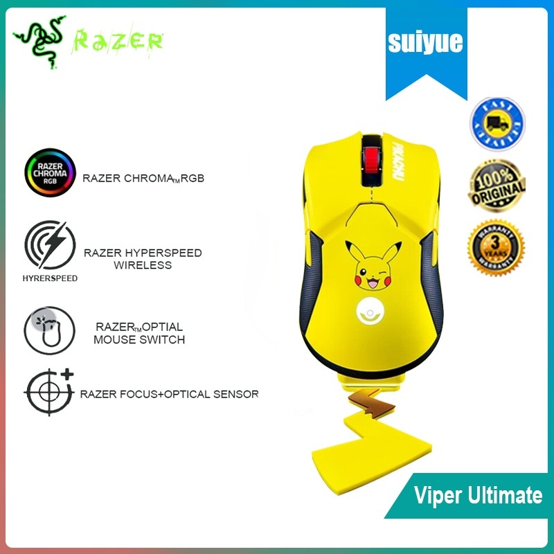 Razer Viper Ultimate Pokemon Pikachu Limited Edition Wireless Gaming ...
