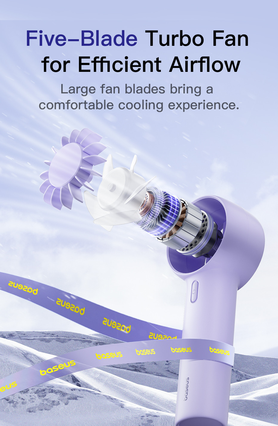 【24-Month Warranty】Baseus DT1 Mini Turbine Handheld Fan 3 Speed ...
