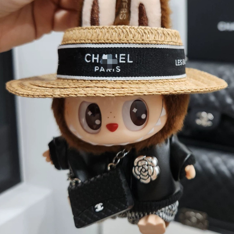 Black Leather Jacket for Labubu V1 V2 Pants Hat Have A Seat Labubu ...