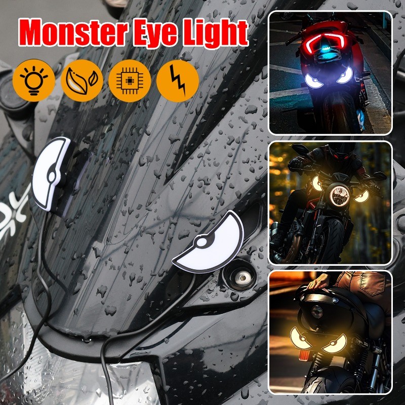 Universal Motorcycle Monster Flash Light - LED Evil Eyes Headlight ...