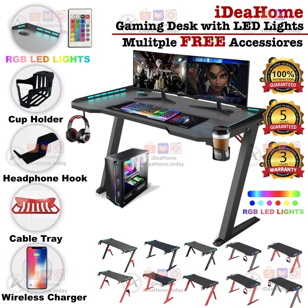 in stock Gaming Desk with Led Lights, Table Computer Workstation with ...