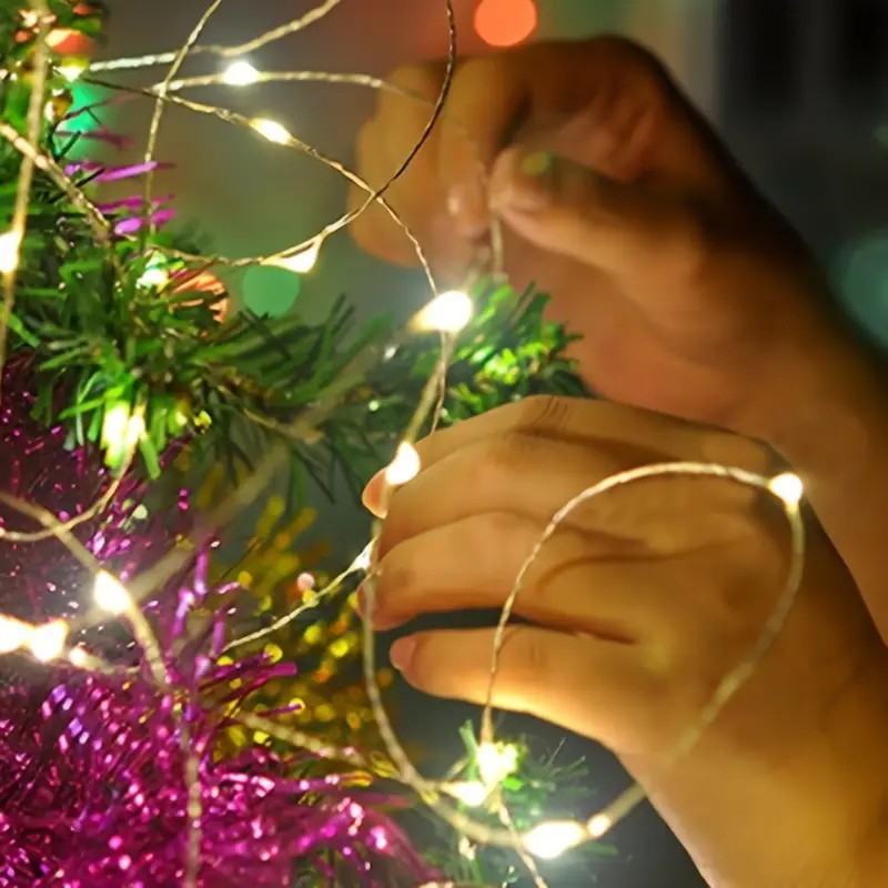 Bright 1M & 2M LED Battery-Powered Mini Copper Wire String Lights for ...