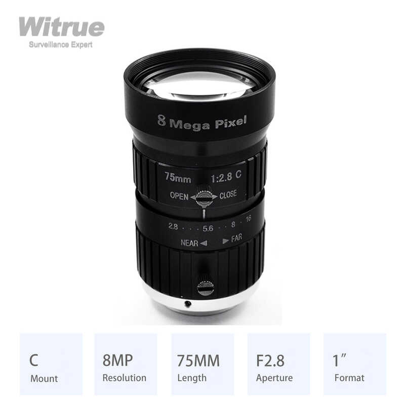 HD 4K 8 Mega Pixel C Mount Lens 75mm Long Distance Aperture F2.8 Format ...