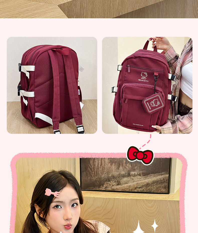 ZGO x Sanrio HelloKitty Backpack For Girls Student Back Cushioning ...