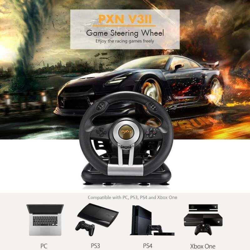 V3 PXN Pro Steering Wheel Racing Game 180 Degree Driving Simulator With ...