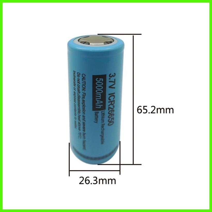 ∇ ♒ PKCELL 1pc PVC Jacket Rechargeable Battery (ICR26650) 5000mAh ...