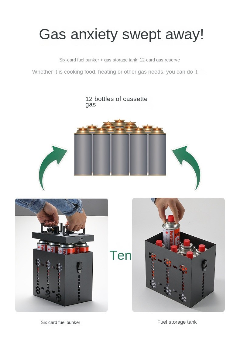 Campingmoon 6 Canister Storage Bunker Multi-Mode Output Butane Fuel ...