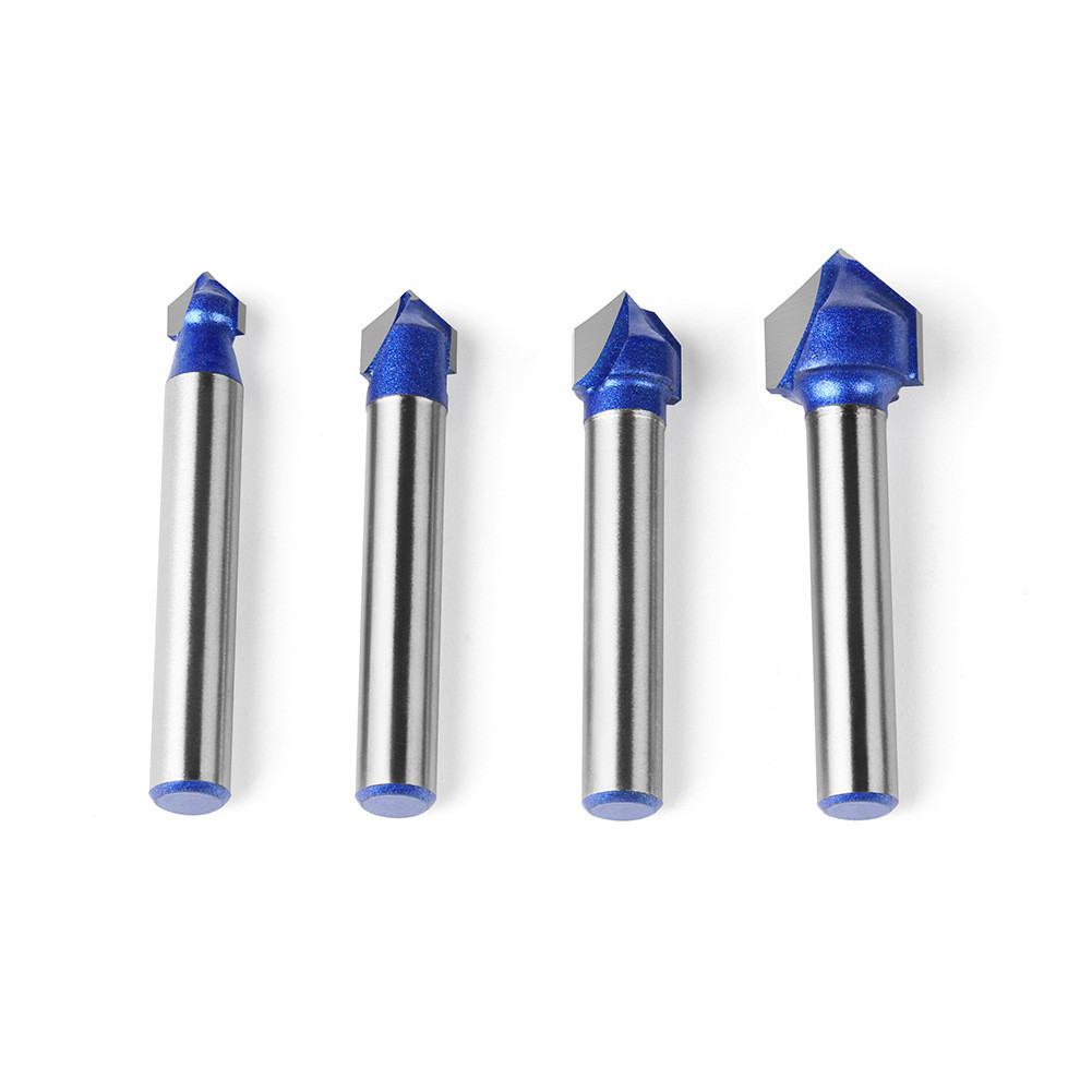 90 Degree V Groove Router Bit Set, 1/4 Inch Shank Carbide Woodworking ...